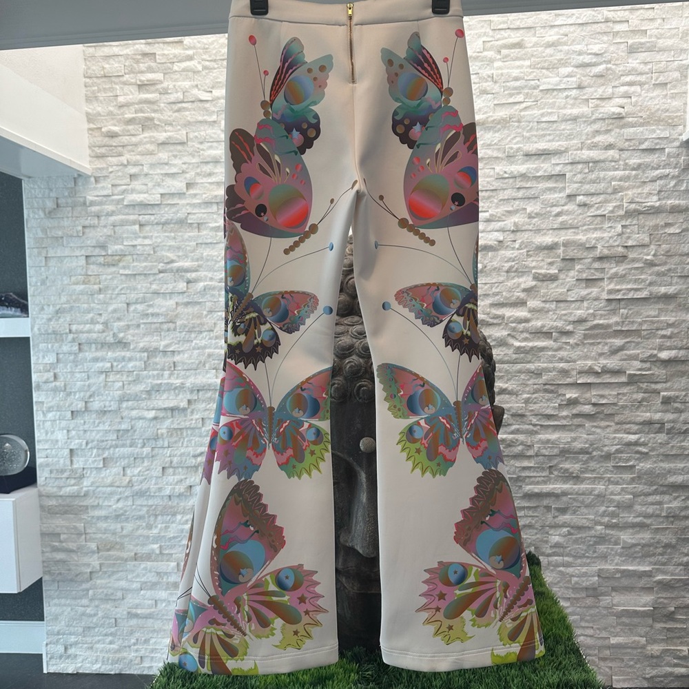 Cynthia Rowley Bonded Fit and Flare White Butterfly Pants size 6 - Picture 5 of 7